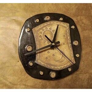 Ceramic Painted Sun & Cresent Moon Wall Clock Decor